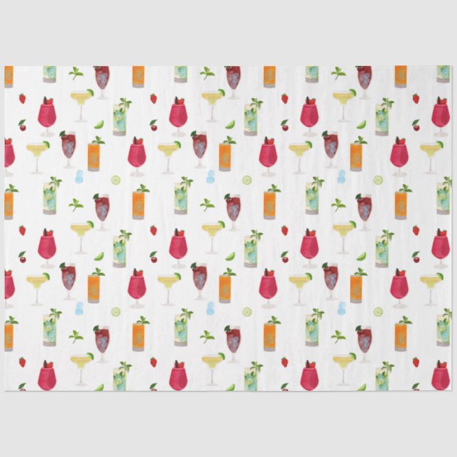 Papier Mousseline Aquarelle Cocktails & Boissons de fête (Recto)