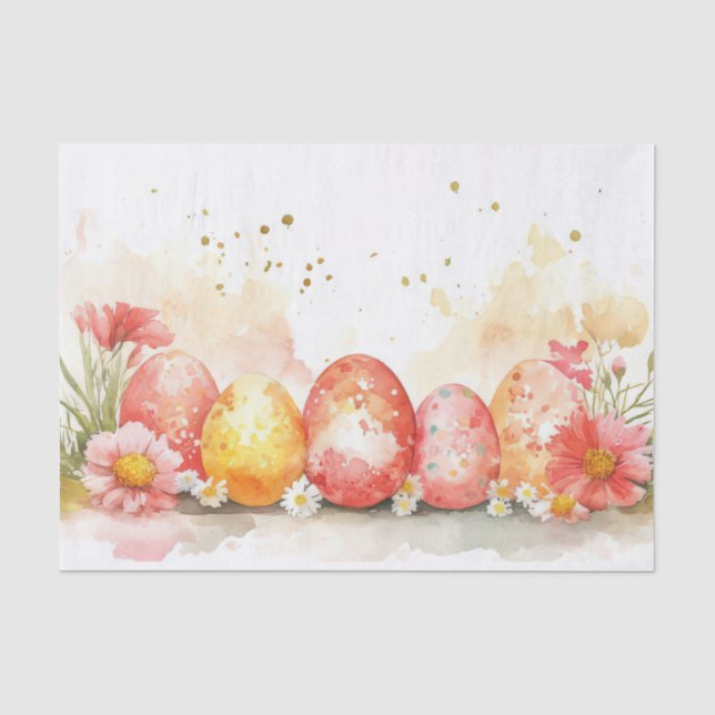 Papier Mousseline Aquarelle colorée OEufs de Pâques (Recto)