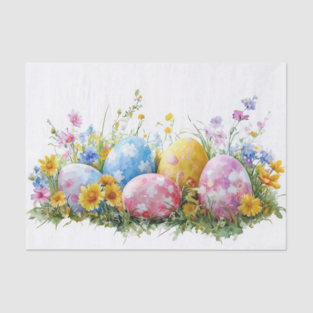 Papier Mousseline Aquarelle colorée OEufs de Pâques (Recto)