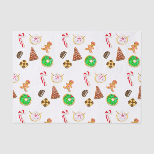 Papier Mousseline Aquarelle Cookies de Noël (Recto)