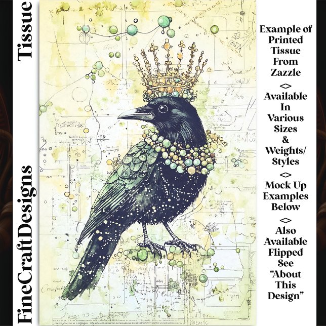 Papier Mousseline Aquarelle Corbeau, Couronne & Collier DK8LF Découp (Créateur téléchargé)
