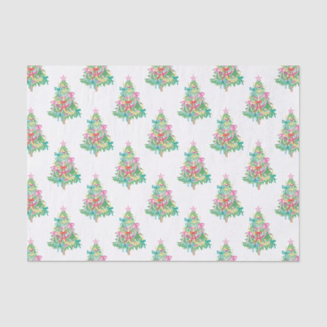 Papier Mousseline Aquarelle Couleurs vives Coquette Arbre de Noël (Recto)