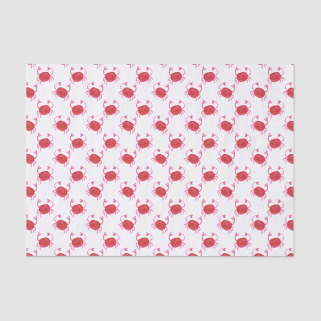 Papier Mousseline aquarelle crabes rouges mignons enveloppant le tis (Recto)