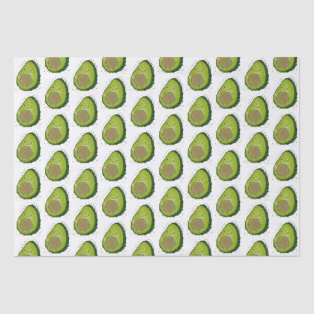 Papier Mousseline Aquarelle Cute Avocado (Recto)
