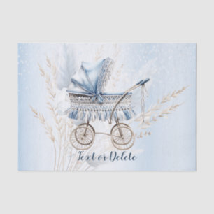 Papier Mousseline Aquarelle Cute Classic Poussette Bleu Floral