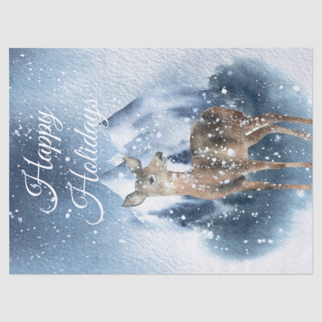 Papier Mousseline Aquarelle de cerf de Noël (Recto)