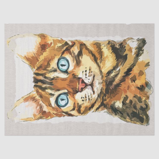Papier Mousseline Aquarelle de chat Bengale (Recto)