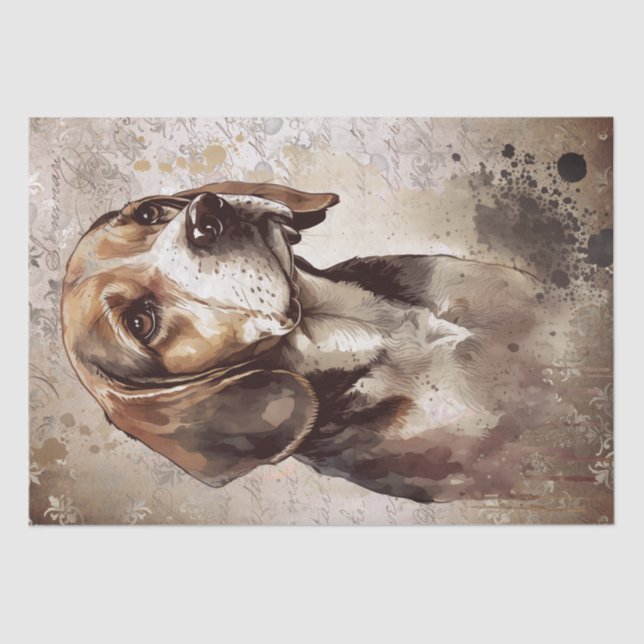 Papier Mousseline Aquarelle de chien beagle (Recto)