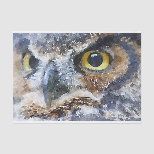 Papier Mousseline Aquarelle de Chouette Artistique Découpage Art (Recto)