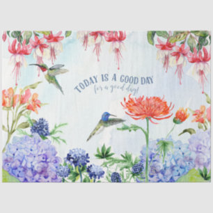 Papier Mousseline Aquarelle de colibri Jardin Découpage florale