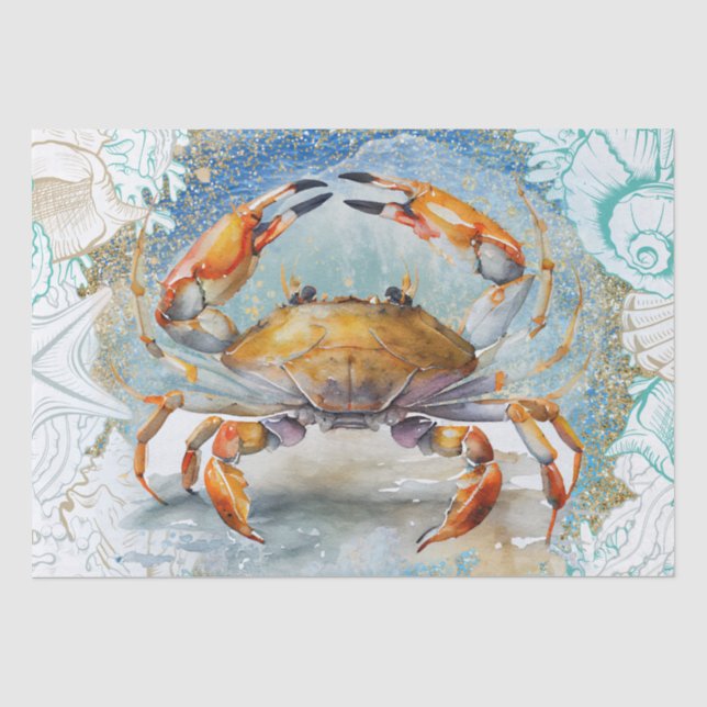 Papier Mousseline Aquarelle de coquille de crabe de mer (Recto)