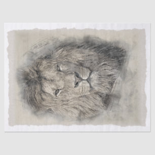Papier Mousseline Aquarelle de découpage de l'oeuvre de lion