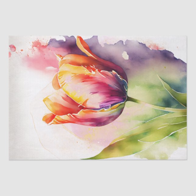 Papier Mousseline Aquarelle de découpage florale Tulip (Recto)