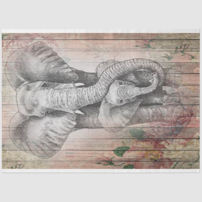 Papier Mousseline Aquarelle de famille des éléphants gris (Recto)