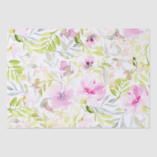 Papier Mousseline Aquarelle de feuillage floral (Recto)