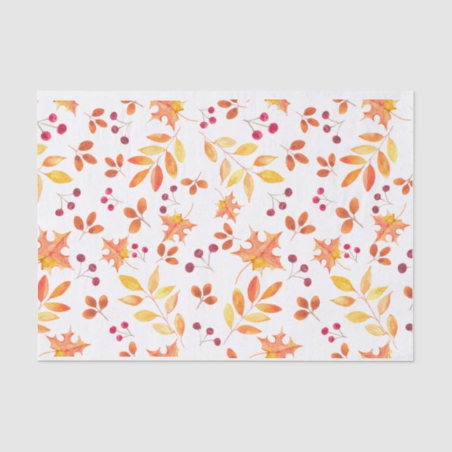 Papier Mousseline Aquarelle de feuilles d'automne (Recto)