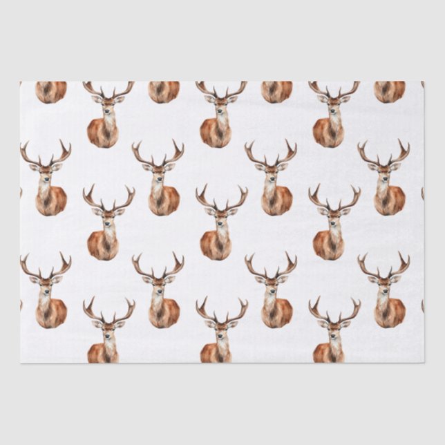 Papier Mousseline Aquarelle de la faune du cerf rustique (Recto)