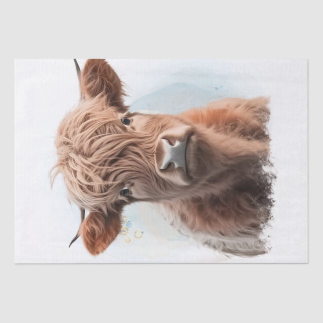 Papier Mousseline Aquarelle de la ferme Cow Highland (Recto)