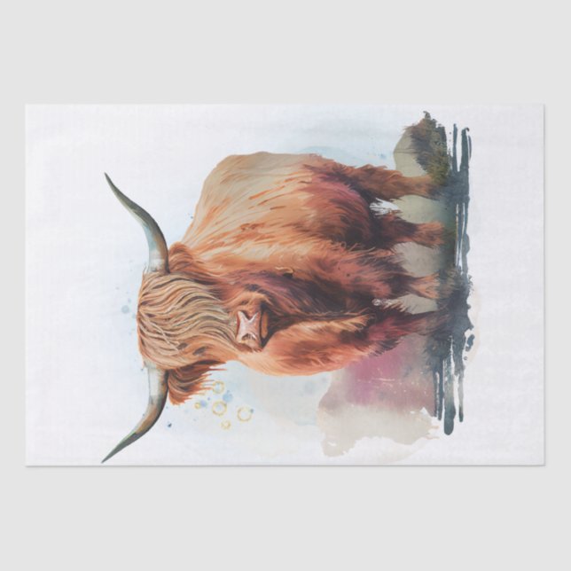 Papier Mousseline Aquarelle de la ferme Cow Highland (Recto)