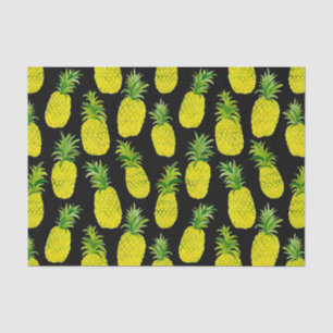 Papier Mousseline Aquarelle de la fête de l'ananas cadeau noir