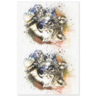 Aquarelle de loup de forêt 20x30