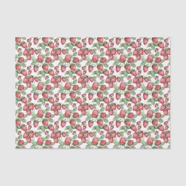 Papier Mousseline Aquarelle de Motif de fraise à main de Whimsical (Recto)