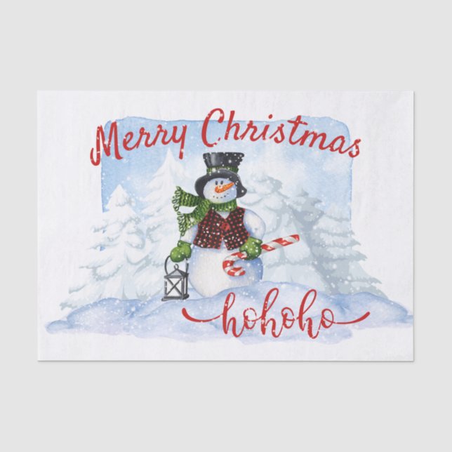 Papier Mousseline Aquarelle de neige Noël d'hiver (Recto)