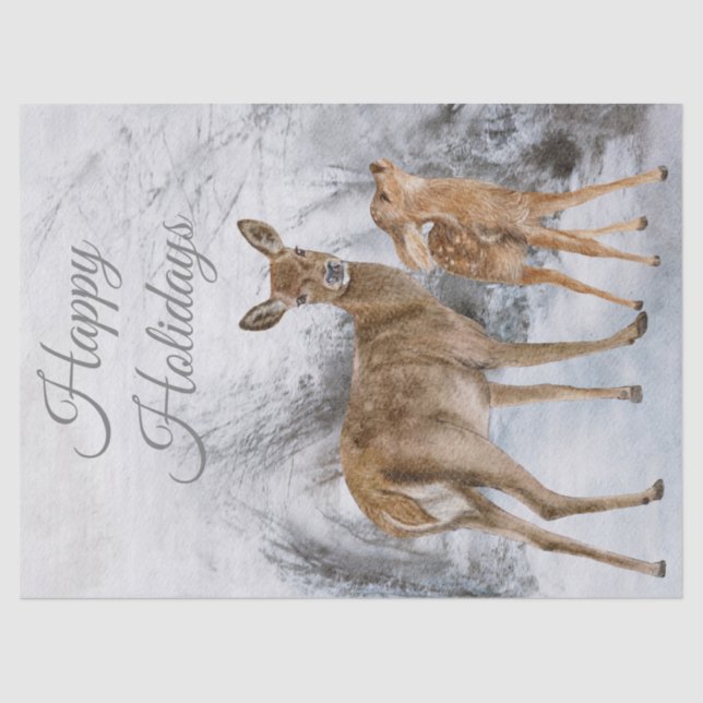 Papier Mousseline Aquarelle Deer Doe Fawn (Recto)