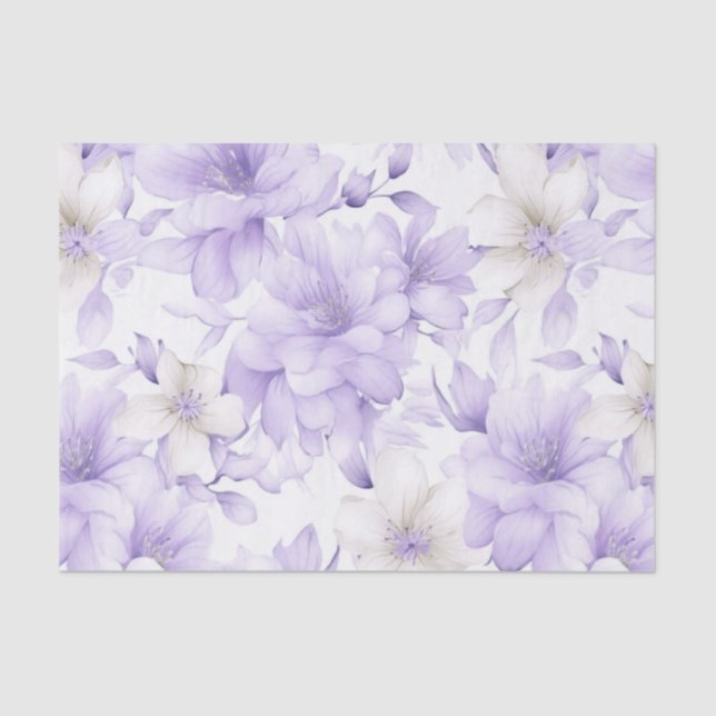 Papier Mousseline Aquarelle délicate Fleurs violettes (Recto)