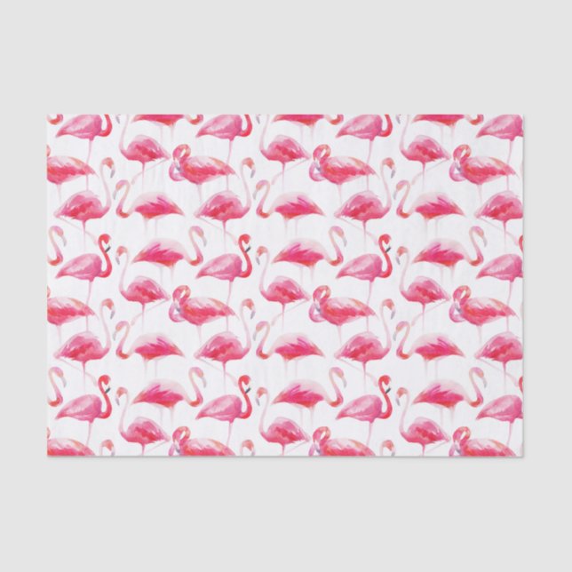 Papier Mousseline Aquarelle d'été Flamingo rose brillant (Recto)