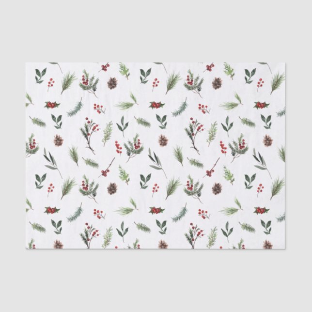 Papier Mousseline Aquarelle d'hiver rouge simple et chaude Noël (Recto)