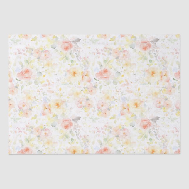 Papier Mousseline Aquarelle douce Fleurs Élégante Romantique (Recto)