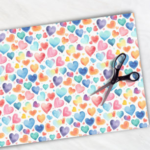 Papier Mousseline Aquarelle du coeur coloré mignon amour Motif doux