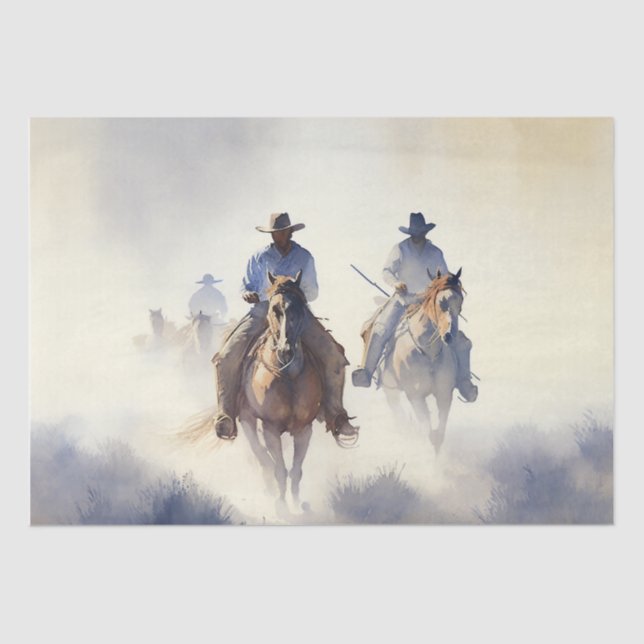 Papier Mousseline Aquarelle Dusty Western "Posse - The Chase" (Recto)