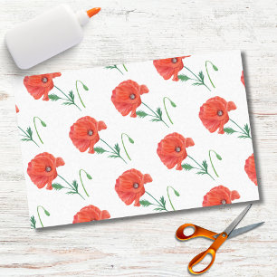 Papier Mousseline Aquarelle Élégant Pavot Orange