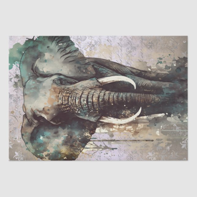 Papier Mousseline Aquarelle éléphante (Recto)