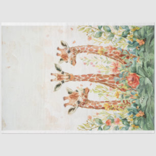 Papier Mousseline Aquarelle en papier décolpage 3 girafes