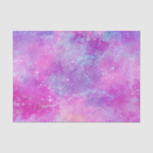 Papier Mousseline Aquarelle Espace Galaxie Étoiles rose