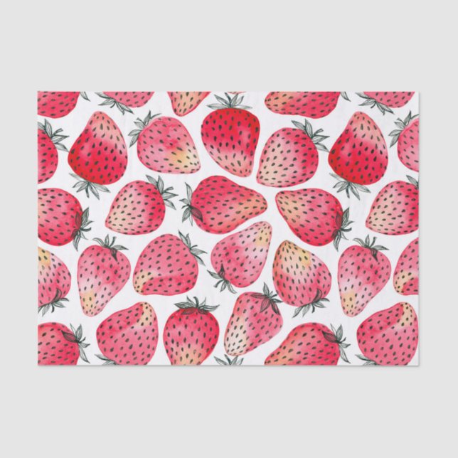 Papier Mousseline Aquarelle et encre de fraises (Recto)