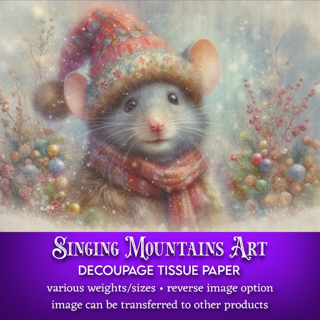 Papier Mousseline Aquarelle Festive Découpage de la souris de Noël (Créateur téléchargé)