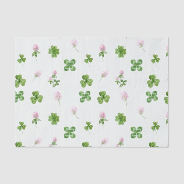 Papier Mousseline Aquarelle Feuilles et fleurs vert pâle (Recto)