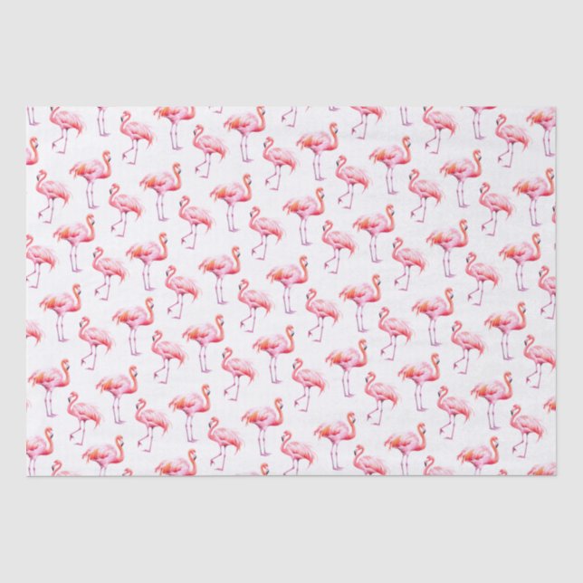Papier Mousseline Aquarelle Flamant rose rose tropicale (Recto)