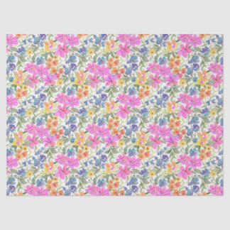 Papier Mousseline Aquarelle Fleur de Sauvage Florale - Rose Violet P