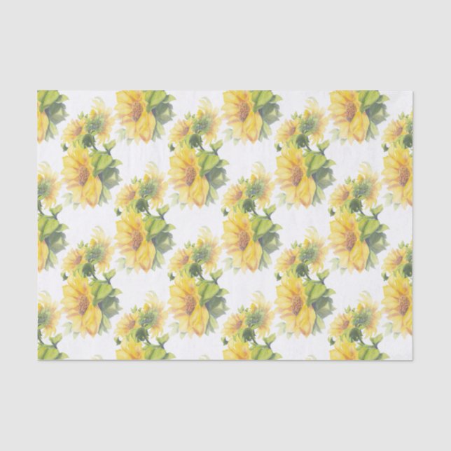 Papier Mousseline Aquarelle Fleur de tournesol Design motif floral (Recto)