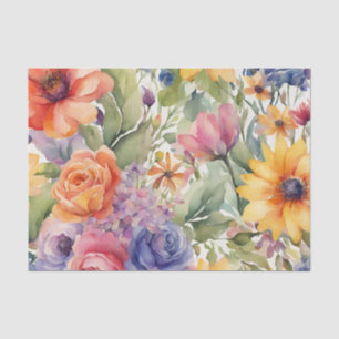 Papier Mousseline Aquarelle Fleurs d'été