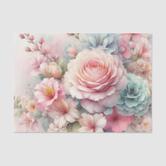 Papier Mousseline Aquarelle Fleurs en pastels doux
