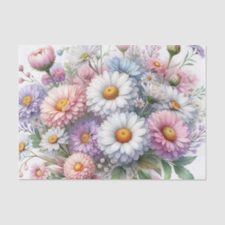 Papier Mousseline Aquarelle Fleurs en pastels doux