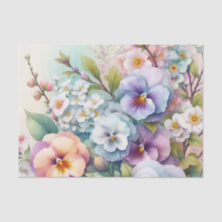Papier Mousseline Aquarelle Fleurs en pastels doux