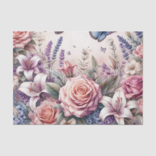 Papier Mousseline Aquarelle Fleurs et coquillages sur la plage