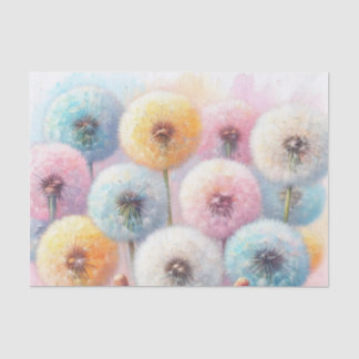 Papier Mousseline Aquarelle Fleurs pandelions doux pastels